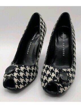 Vintage Chinese Laundry Women's Cutie Open Toe Button Pump Heels Size 6M 2006